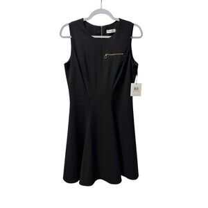 CALVIN KLEIN Women’s Little Black Dress Size 6 Sleeveless Fit & Flare Lined NWT